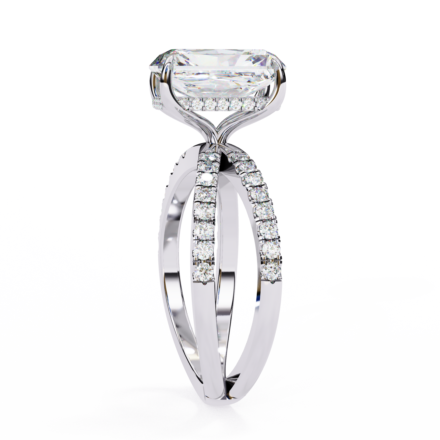 white gold / moissanite, white gold / lab grown
