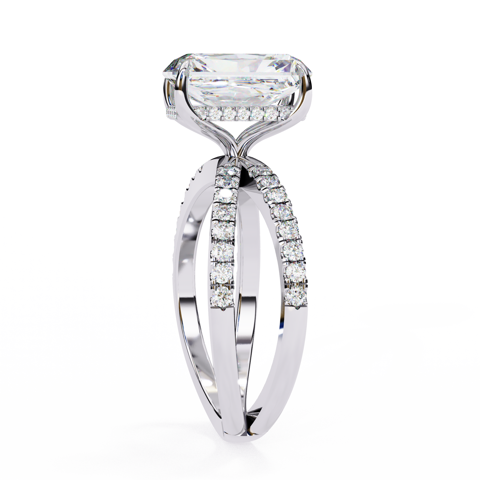 White Gold / Moissanite, White Gold / Lab Grown