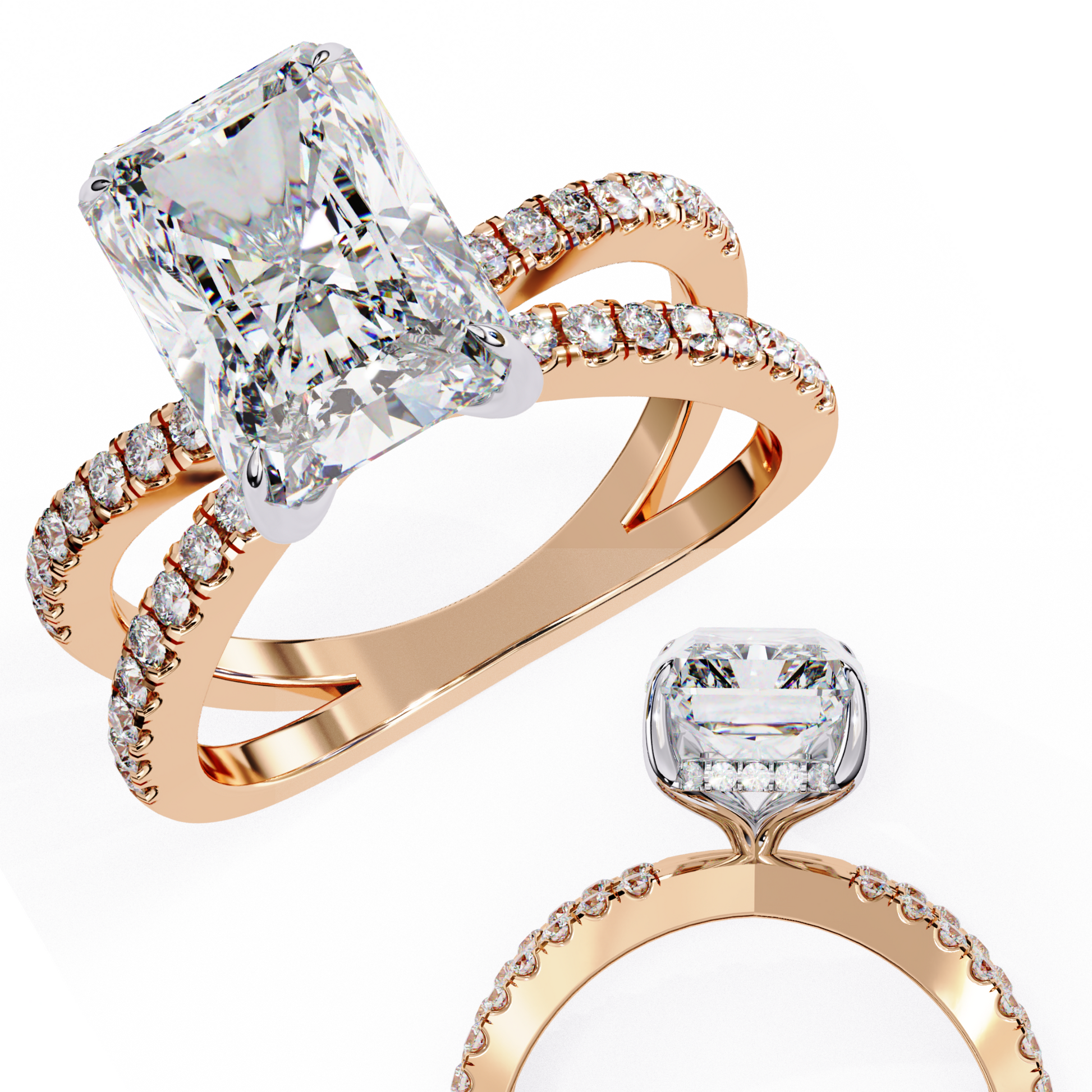Rose Gold / Moissanite, Rose Gold / Lab Grown