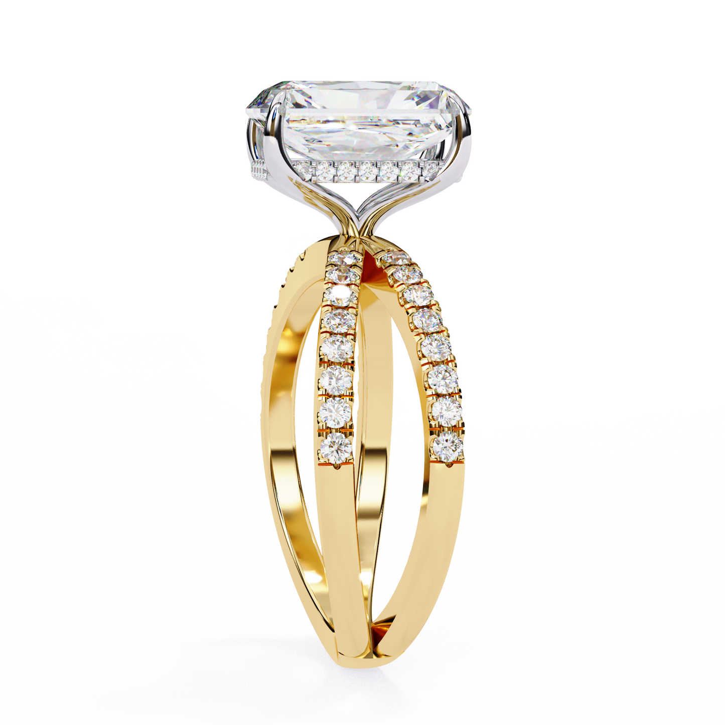 yellow gold / moissanite, yellow gold / lab grown