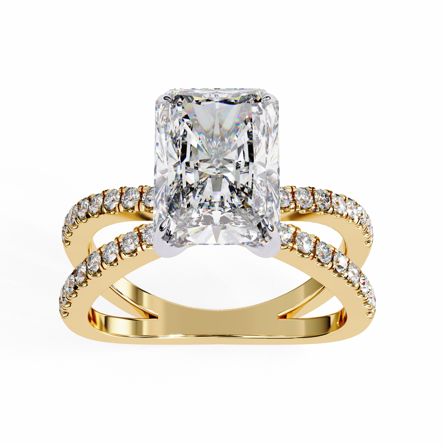 yellow gold / moissanite, yellow gold / lab grown
