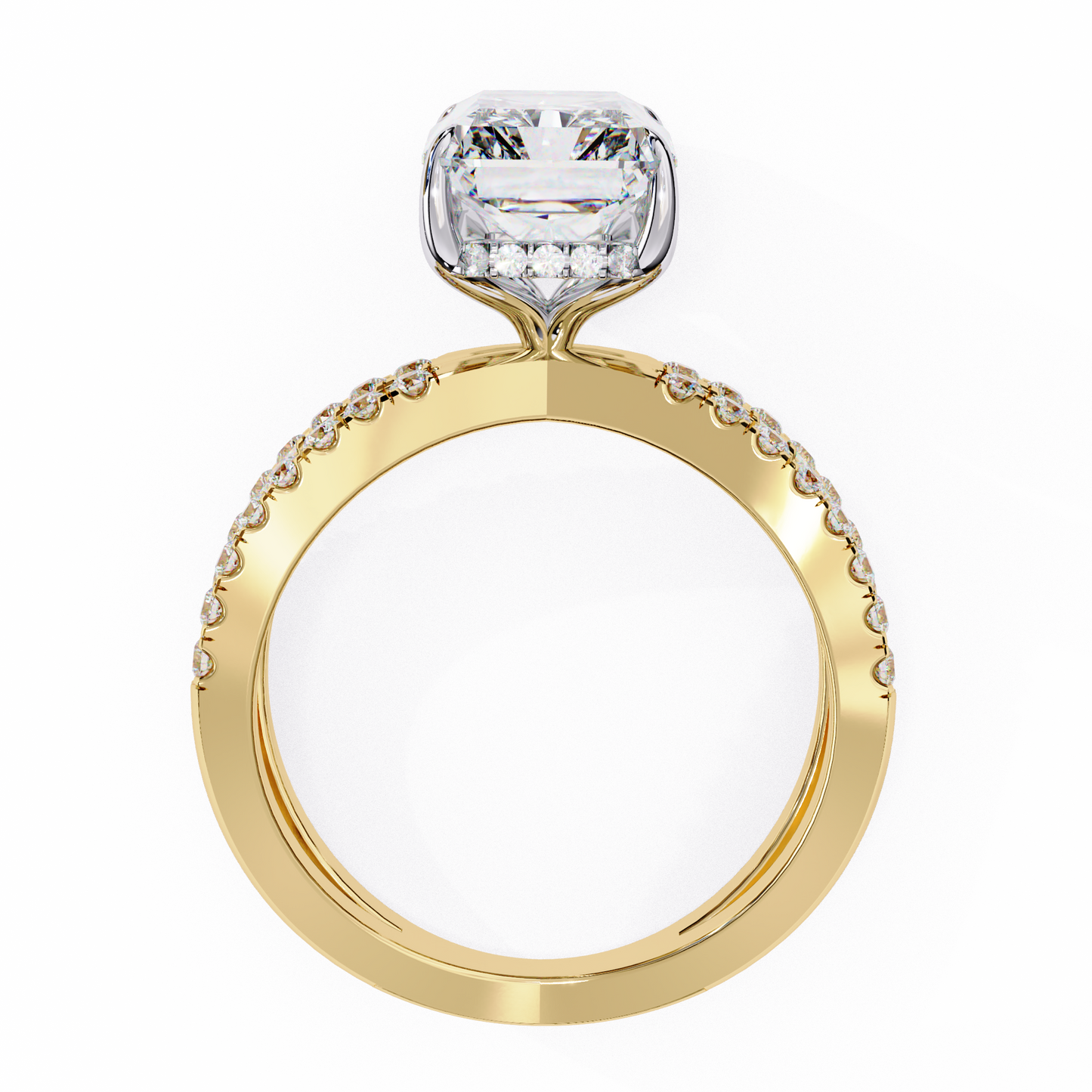 yellow gold / moissanite, yellow gold / lab grown
