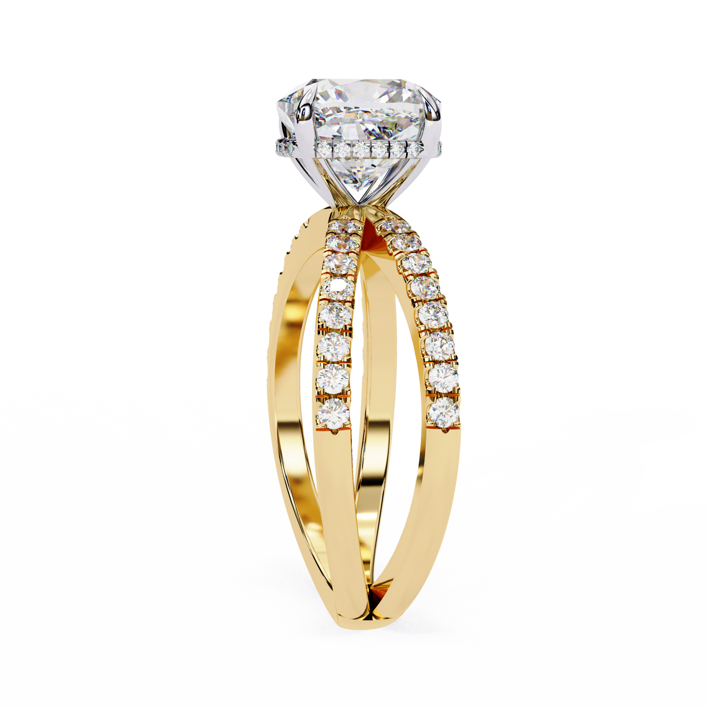 yellow gold / moissanite, yellow gold / lab grown