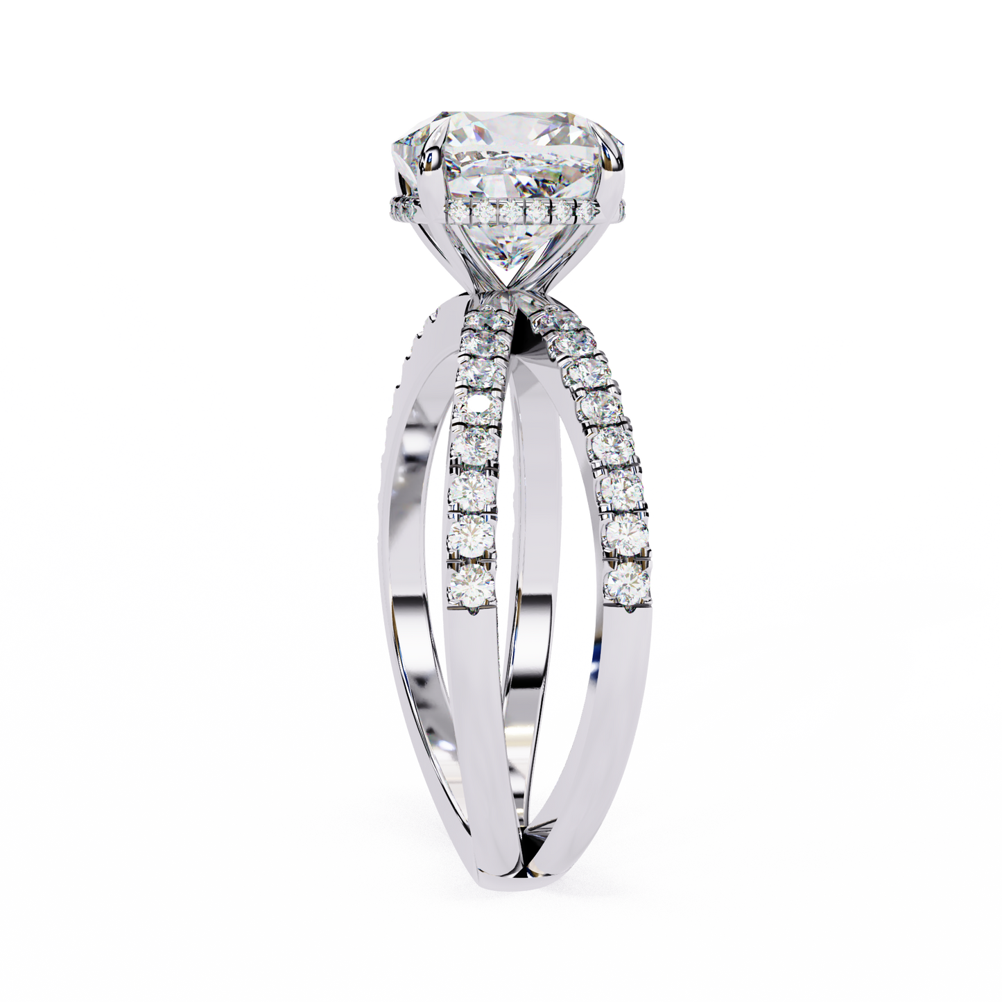 white gold / moissanite, white gold / lab grown