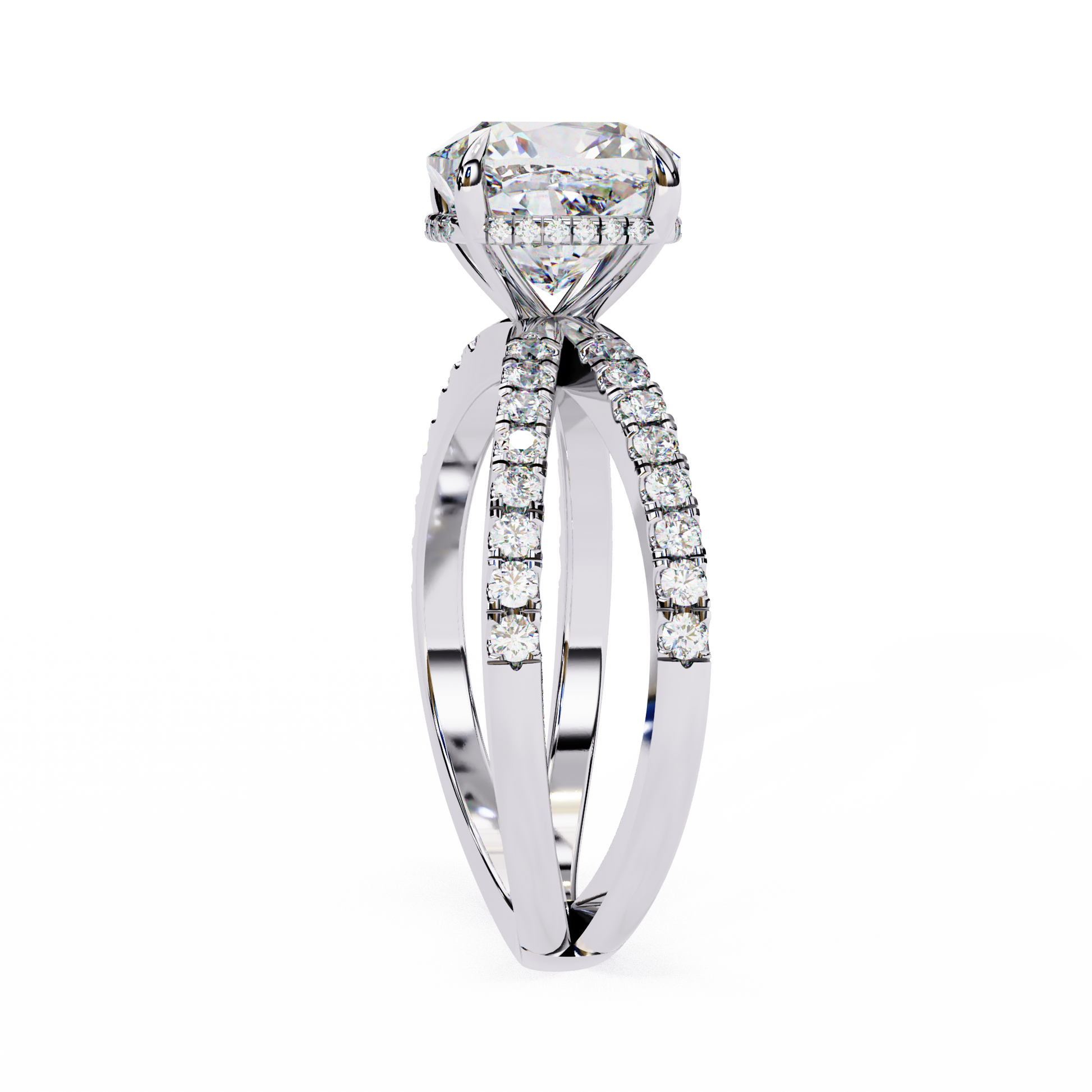 White Gold / Moissanite, White Gold / Lab Grown