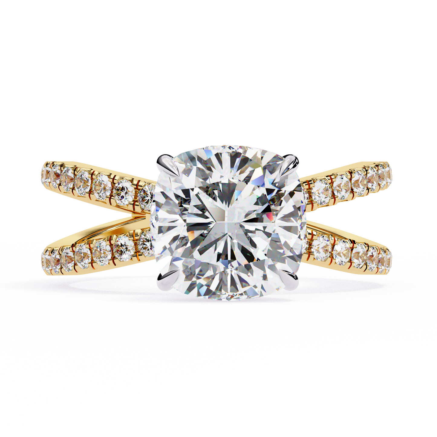 yellow gold / moissanite, yellow gold / lab grown