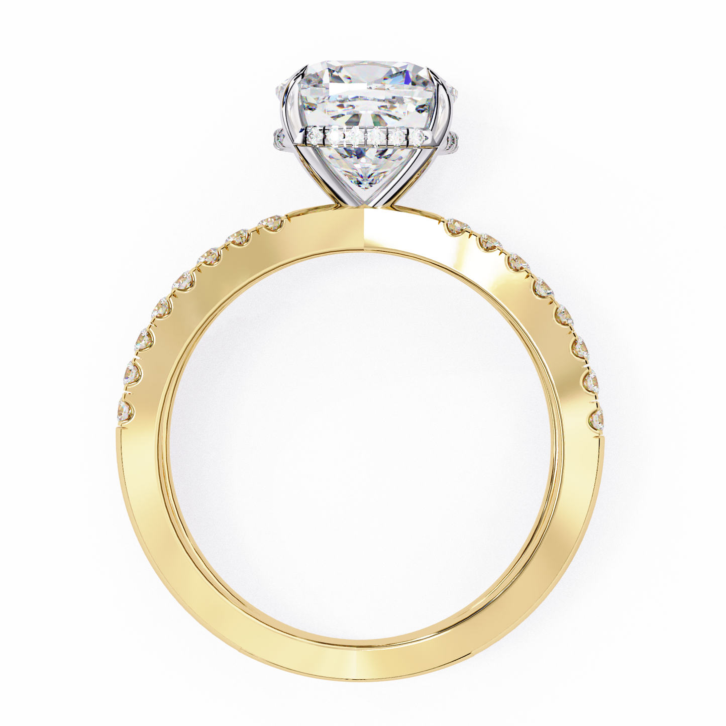 yellow gold / moissanite, yellow gold / lab grown