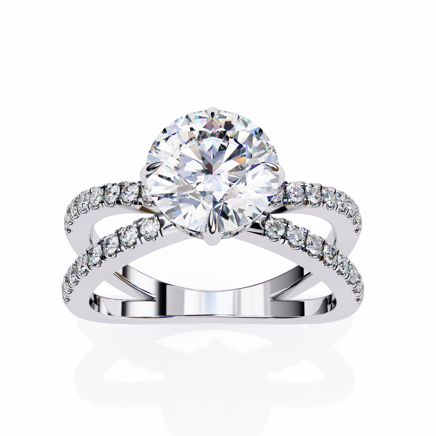 white gold / moissanite, white gold / lab grown