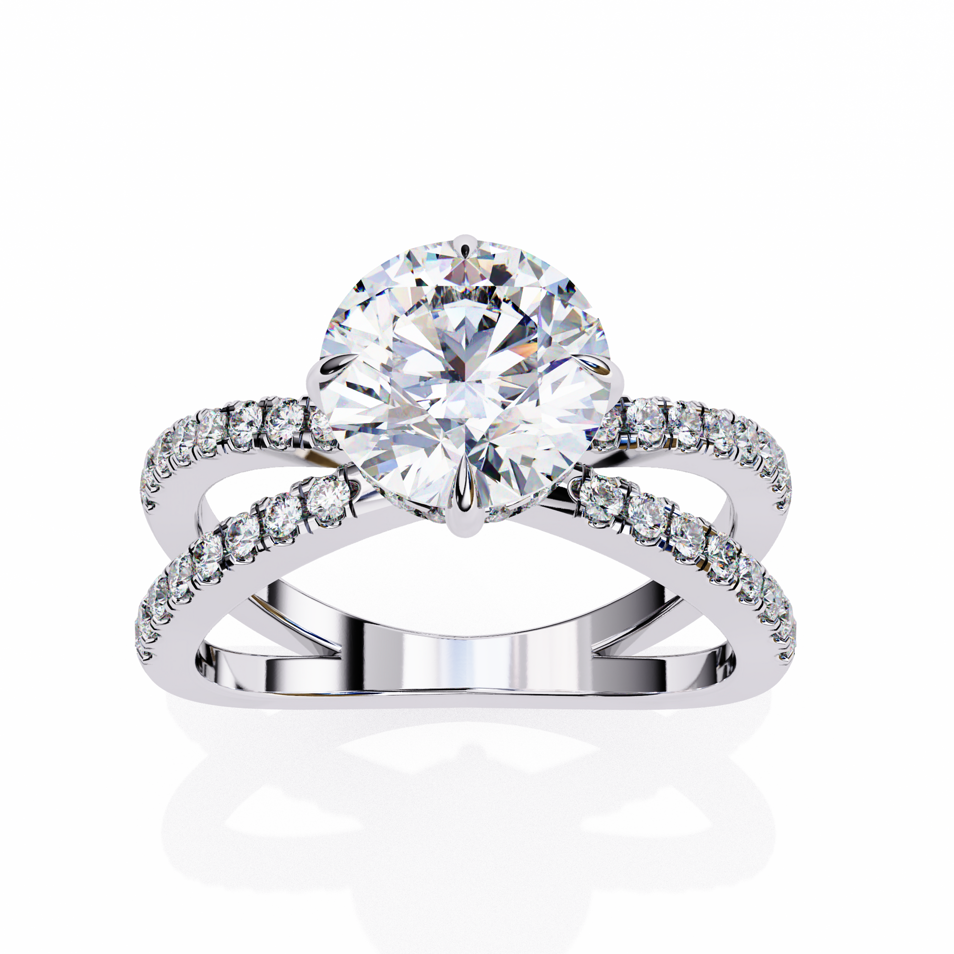 White Gold / Moissanite, White Gold / Lab Grown
