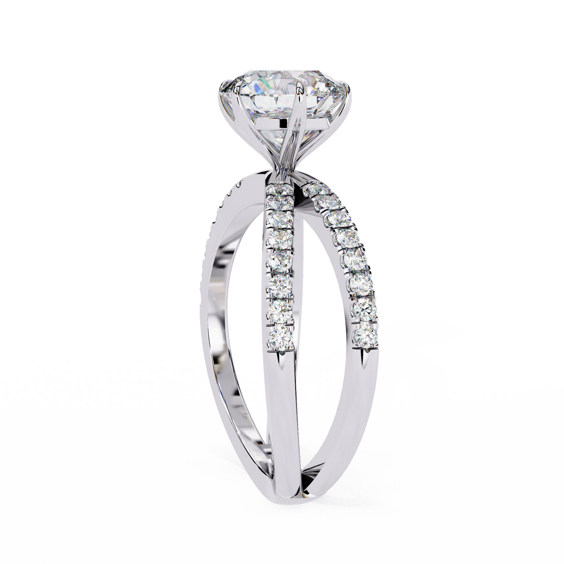 White Gold / Moissanite, White Gold / Lab Grown