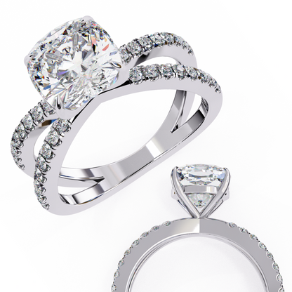 White Gold / Moissanite, White Gold / Lab Grown