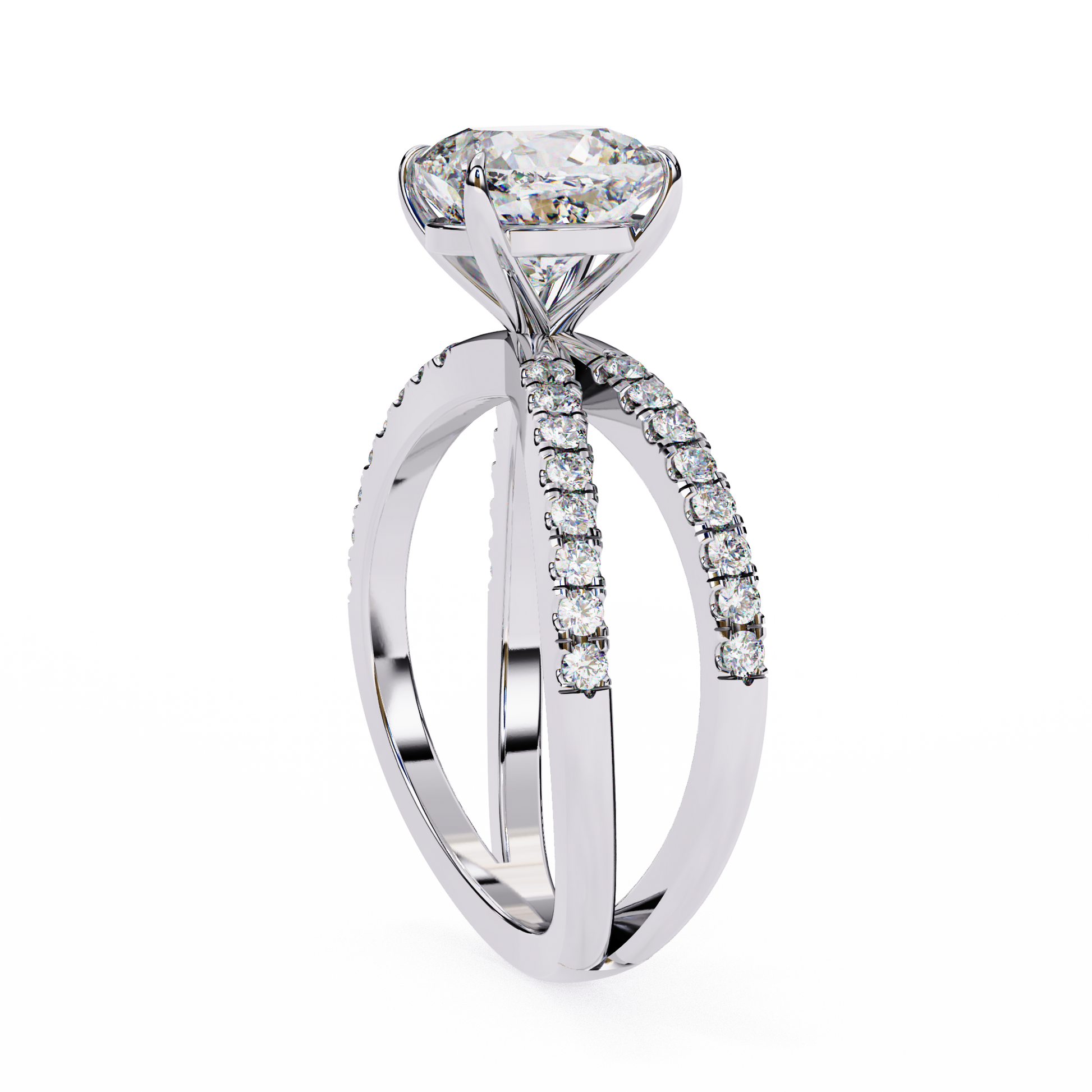 White Gold / Moissanite, White Gold / Lab Grown