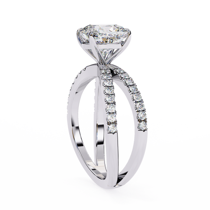 White Gold / Moissanite, White Gold / Lab Grown