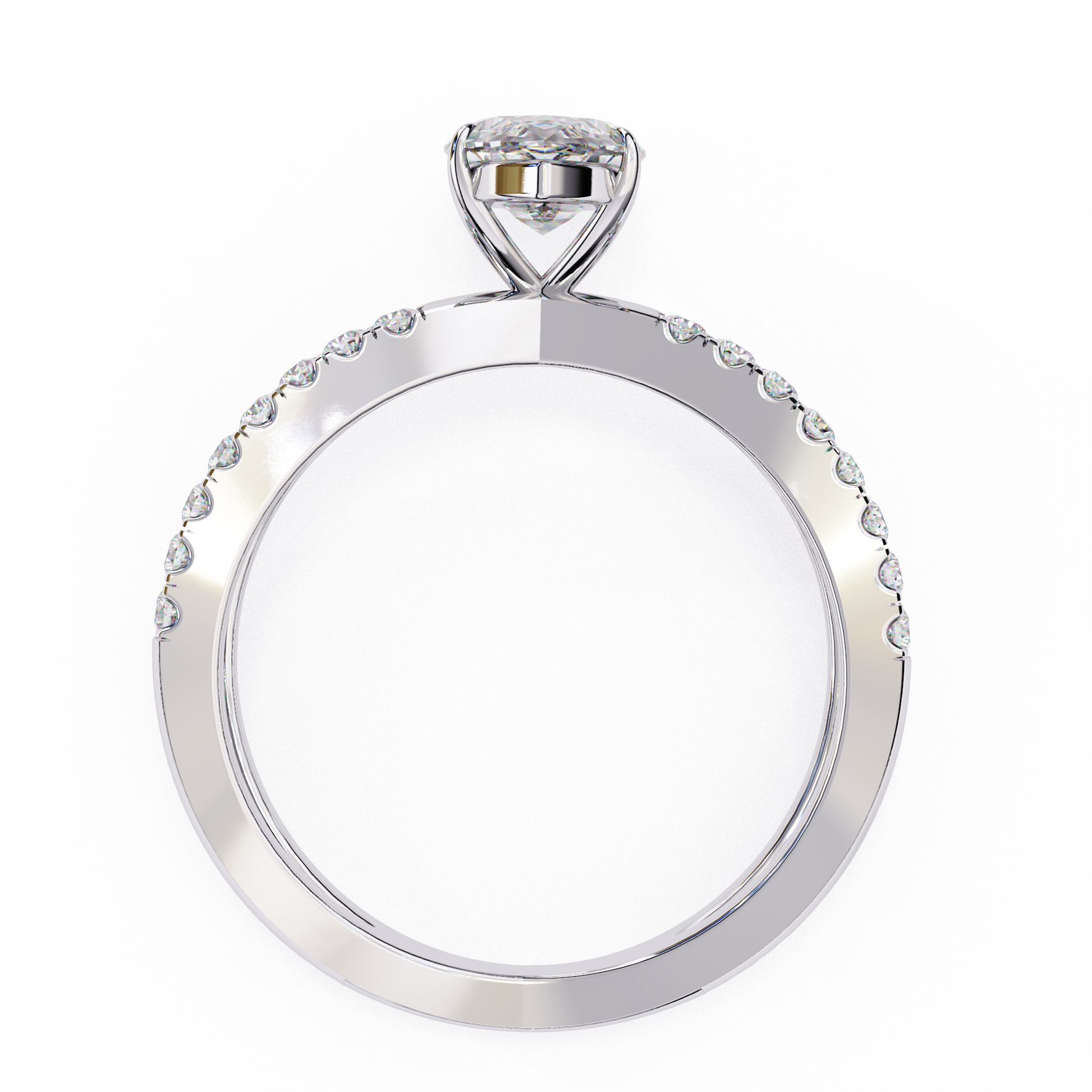 White Gold / Moissanite, White Gold / Lab Grown