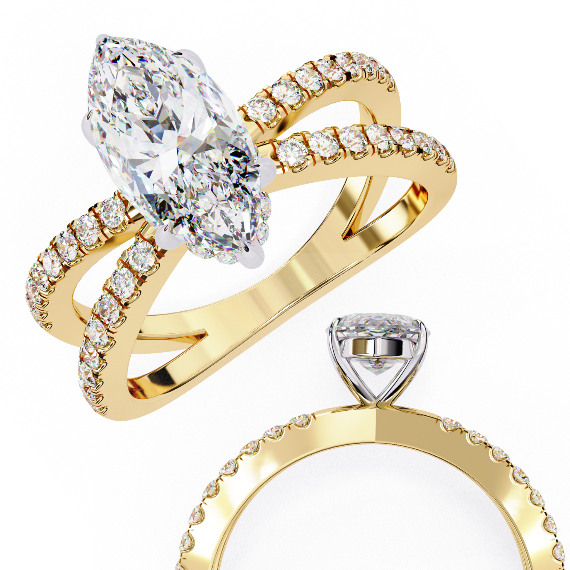 Yellow Gold / Moissanite, Yellow Gold / Lab Grown