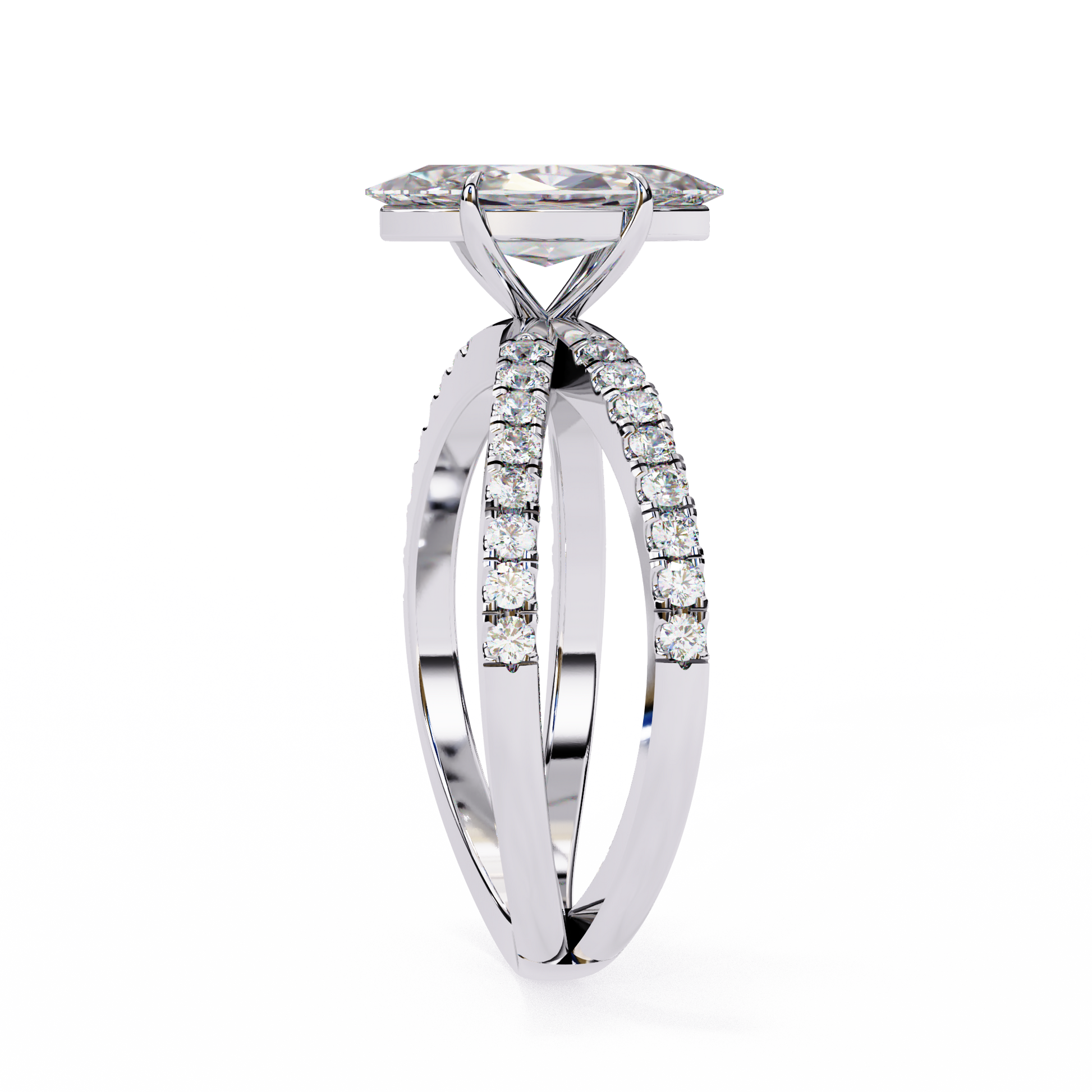 White Gold / Moissanite, White Gold / Lab Grown