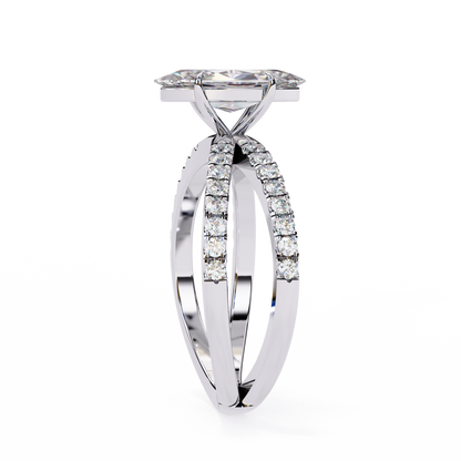 White Gold / Moissanite, White Gold / Lab Grown