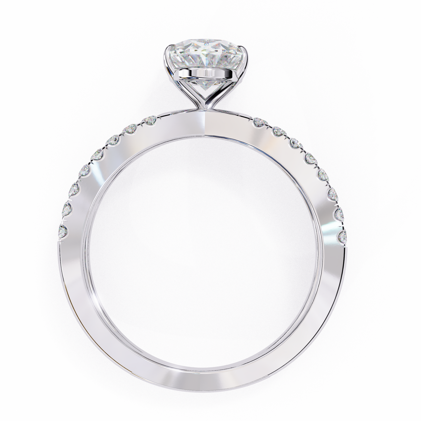 white gold / moissanite, white gold / lab grown