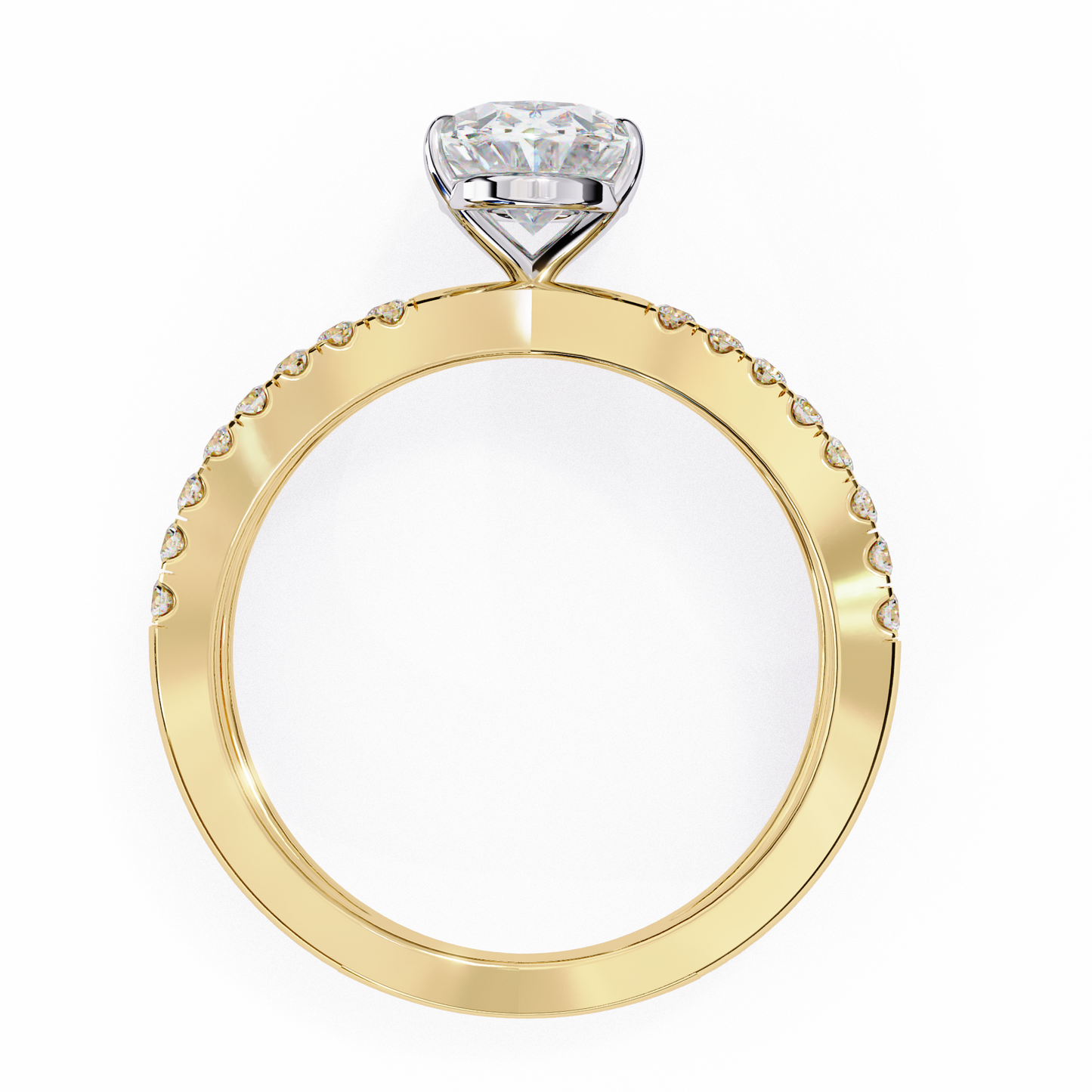 yellow gold / moissanite, yellow gold / lab grown