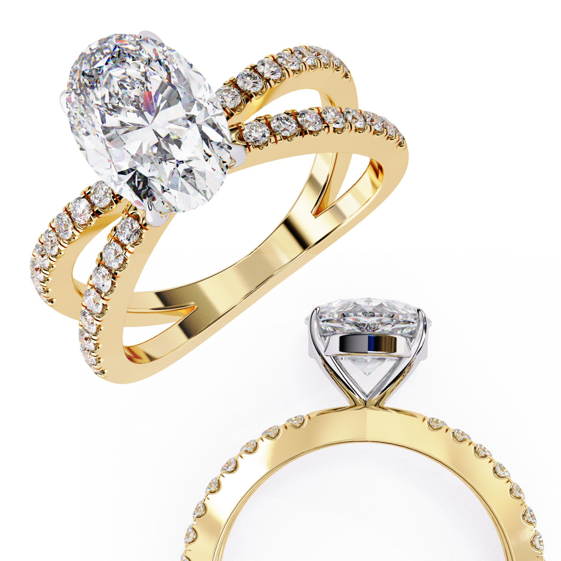 Yellow Gold / Moissanite, Yellow Gold / Lab Grown