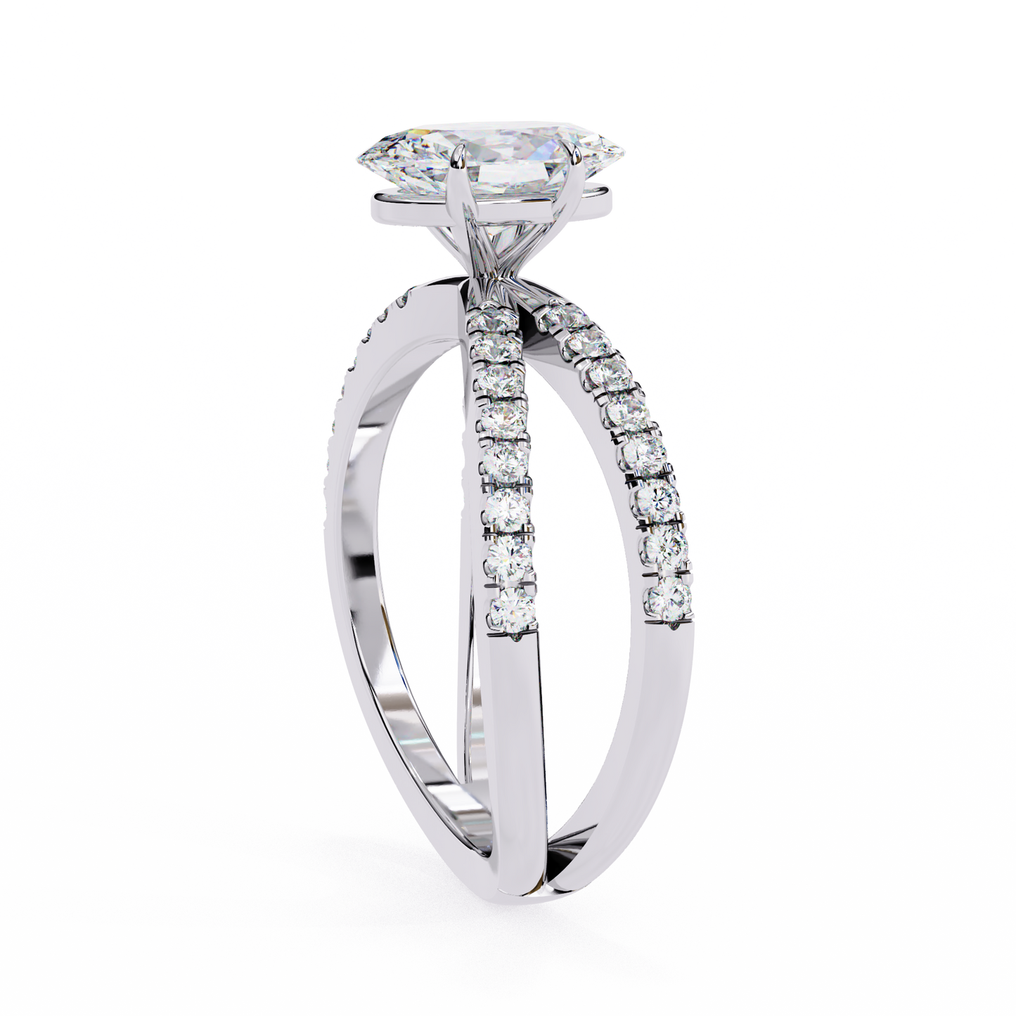 white gold / moissanite, white gold / lab grown