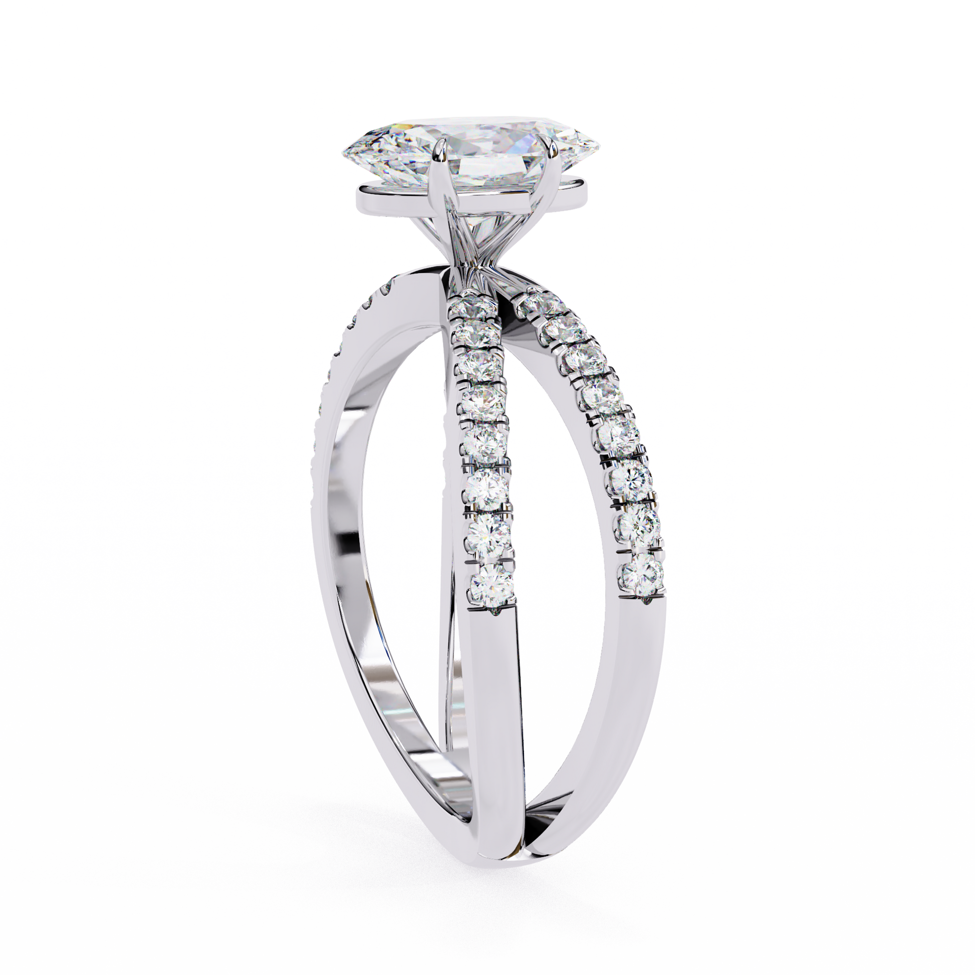 White Gold / Moissanite, White Gold / Lab Grown