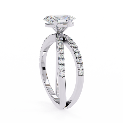 White Gold / Moissanite, White Gold / Lab Grown