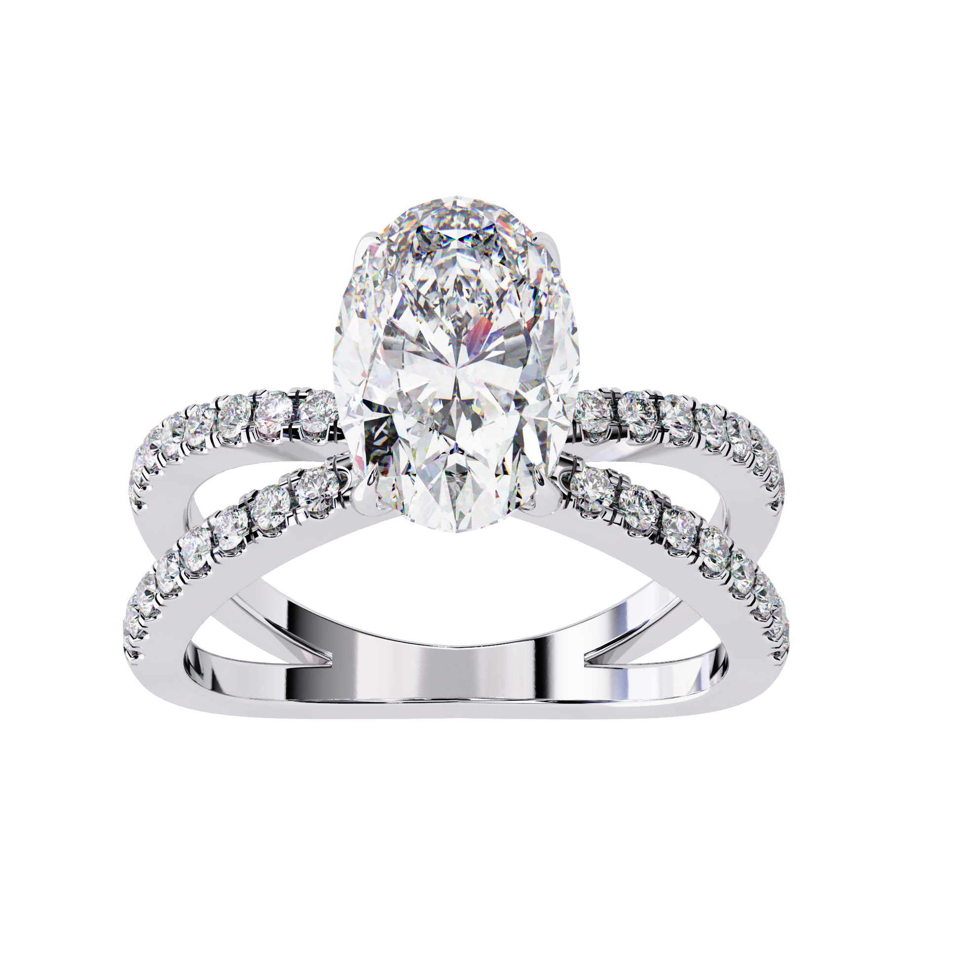 White Gold / Moissanite, White Gold / Lab Grown