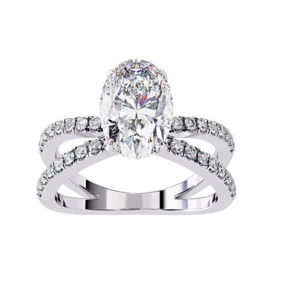 White Gold / Moissanite, White Gold / Lab Grown