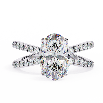 White Gold / Moissanite, White Gold / Lab Grown