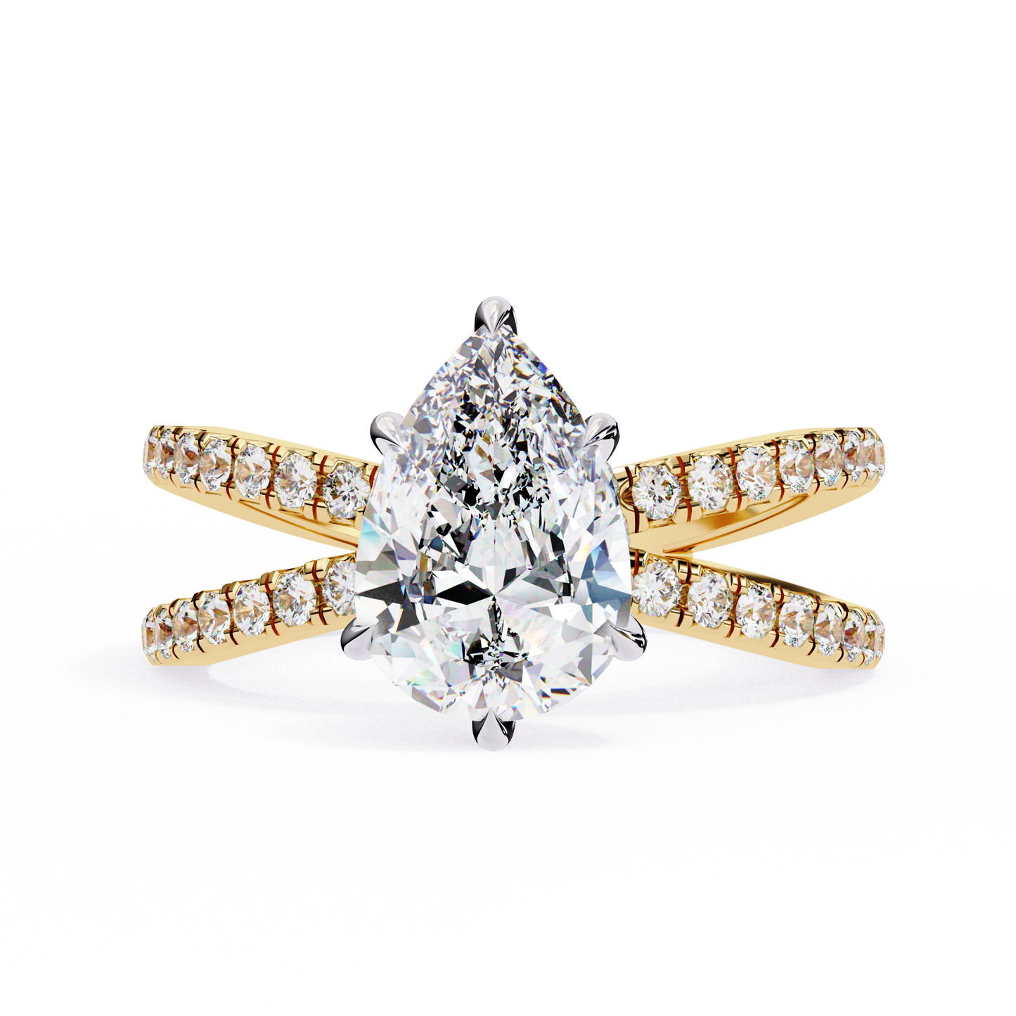 yellow gold / moissanite, yellow gold / lab grown