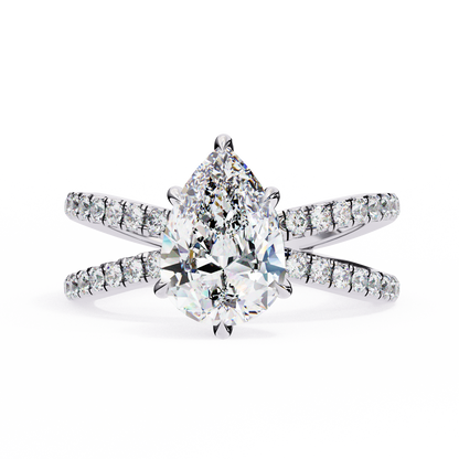 White Gold / Moissanite, White Gold / Lab Grown