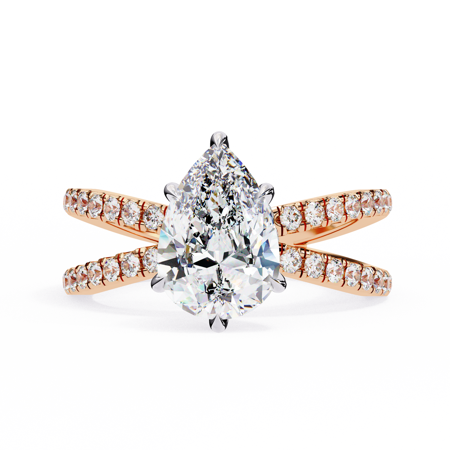 rose gold / moissanite, rose gold / lab grown