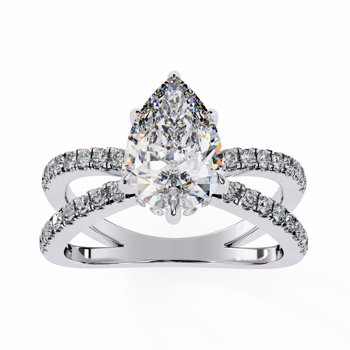white gold / moissanite, white gold / lab grown