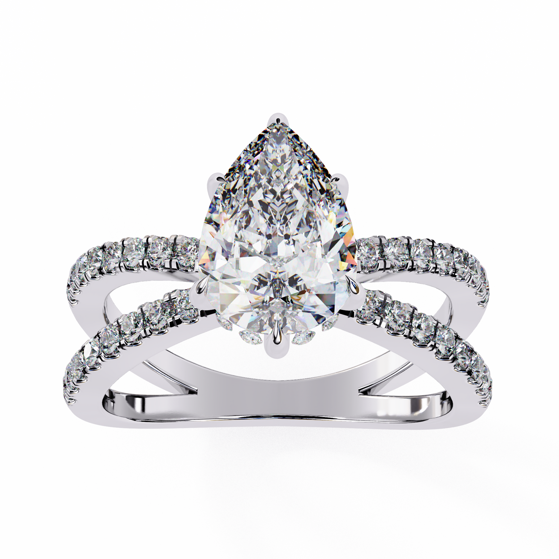 White Gold / Moissanite, White Gold / Lab Grown