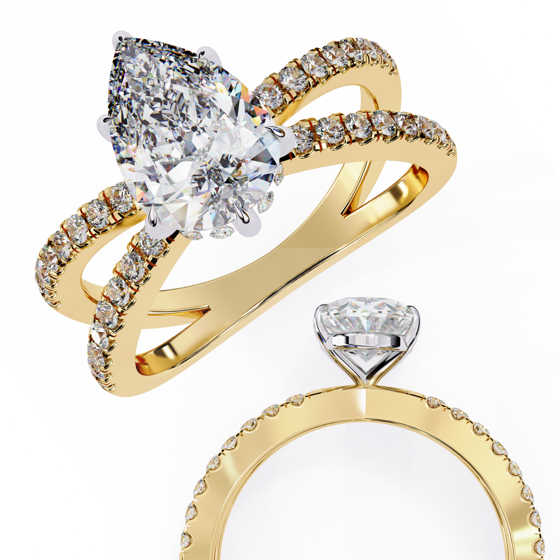 Yellow Gold / Moissanite, Yellow Gold / Lab Grown