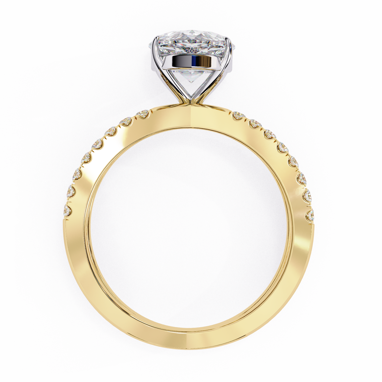 yellow gold / moissanite, yellow gold / lab grown