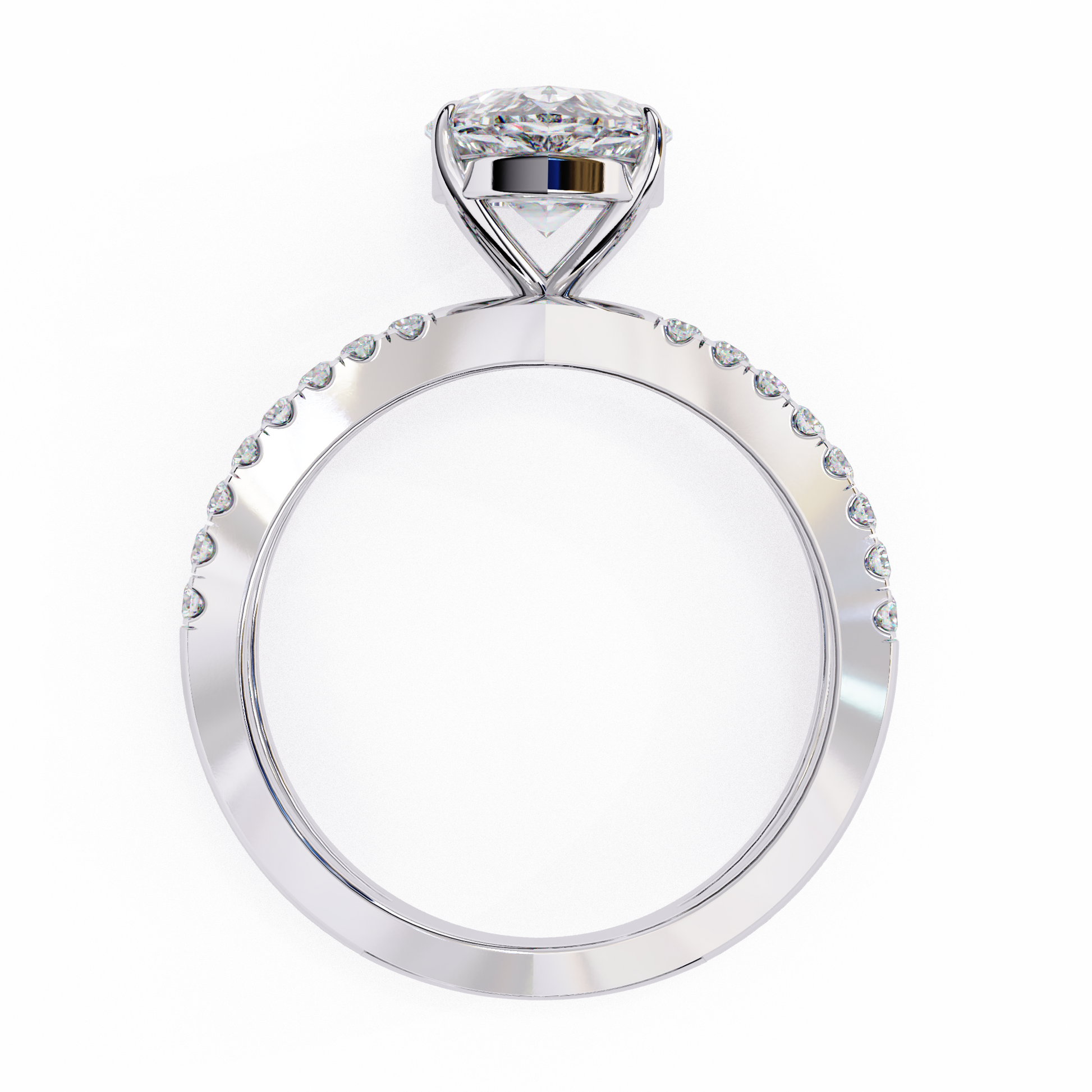 White Gold / Moissanite, White Gold / Lab Grown