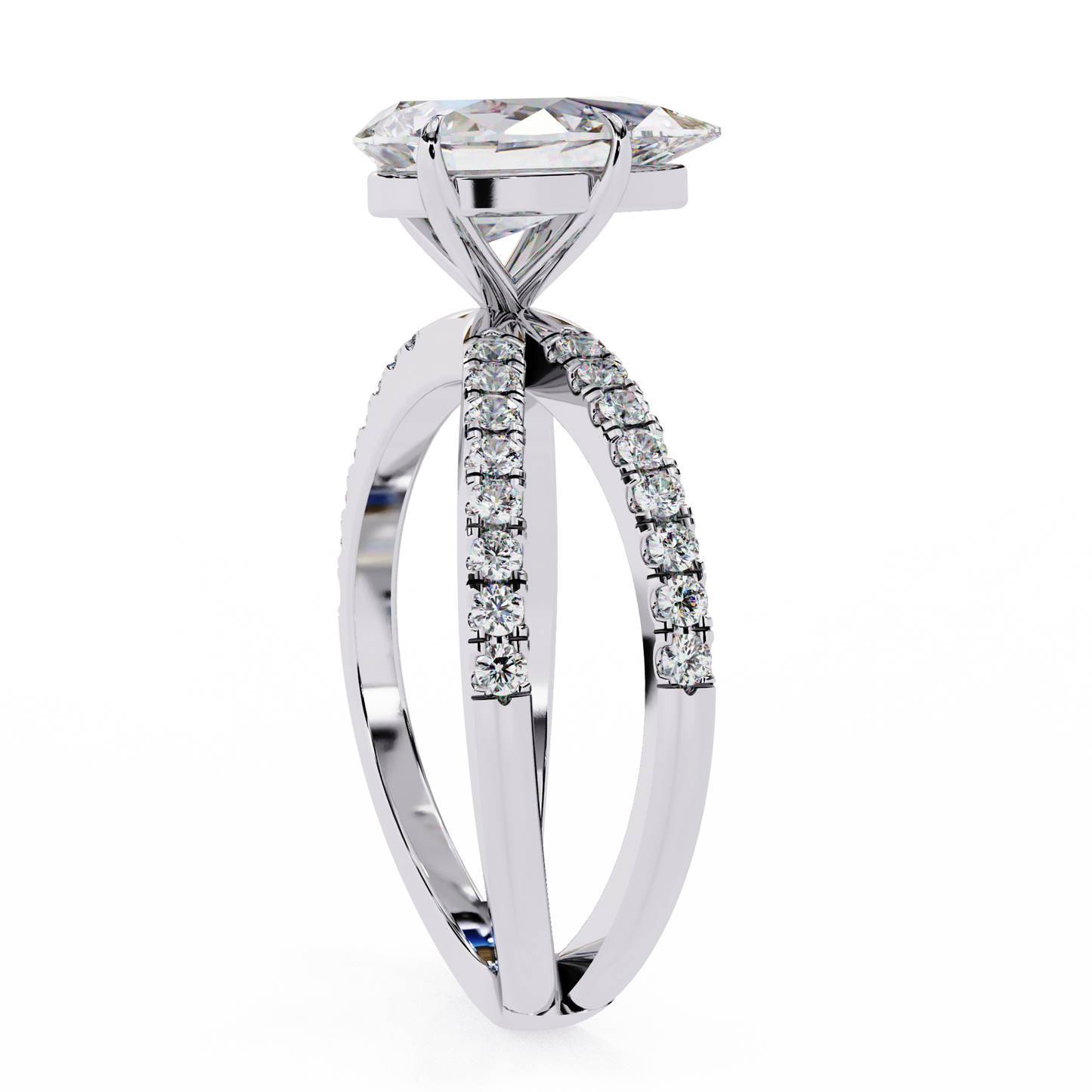 white gold / moissanite, white gold / lab grown
