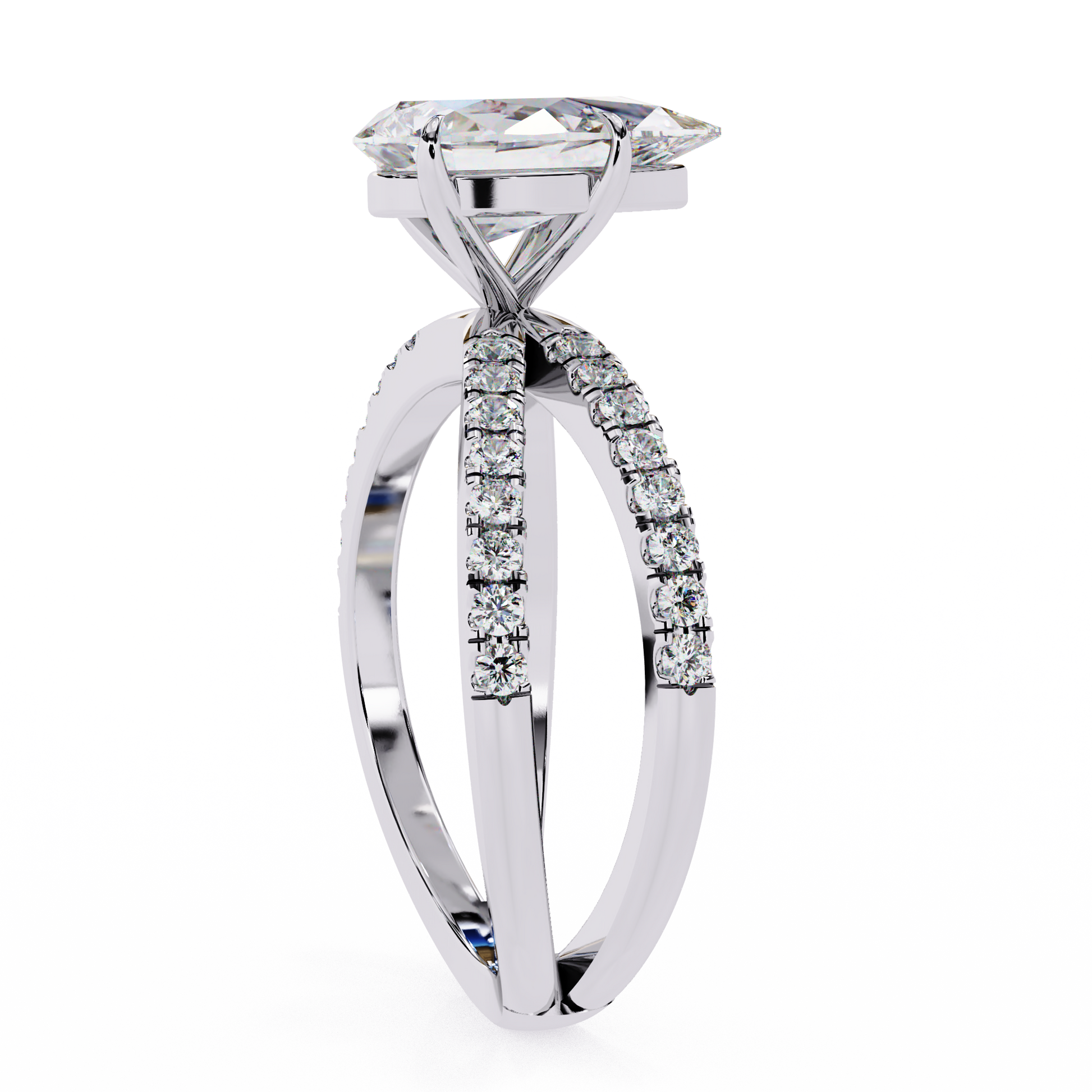 White Gold / Moissanite, White Gold / Lab Grown