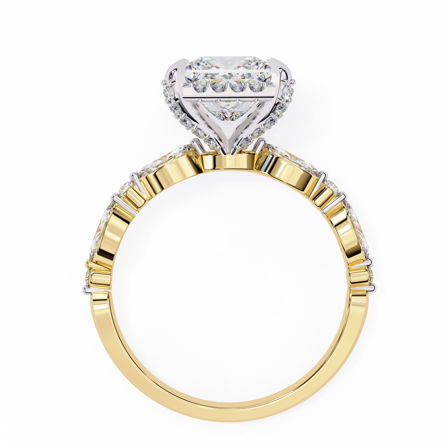 yellow gold / moissanite, yellow gold / lab grown
