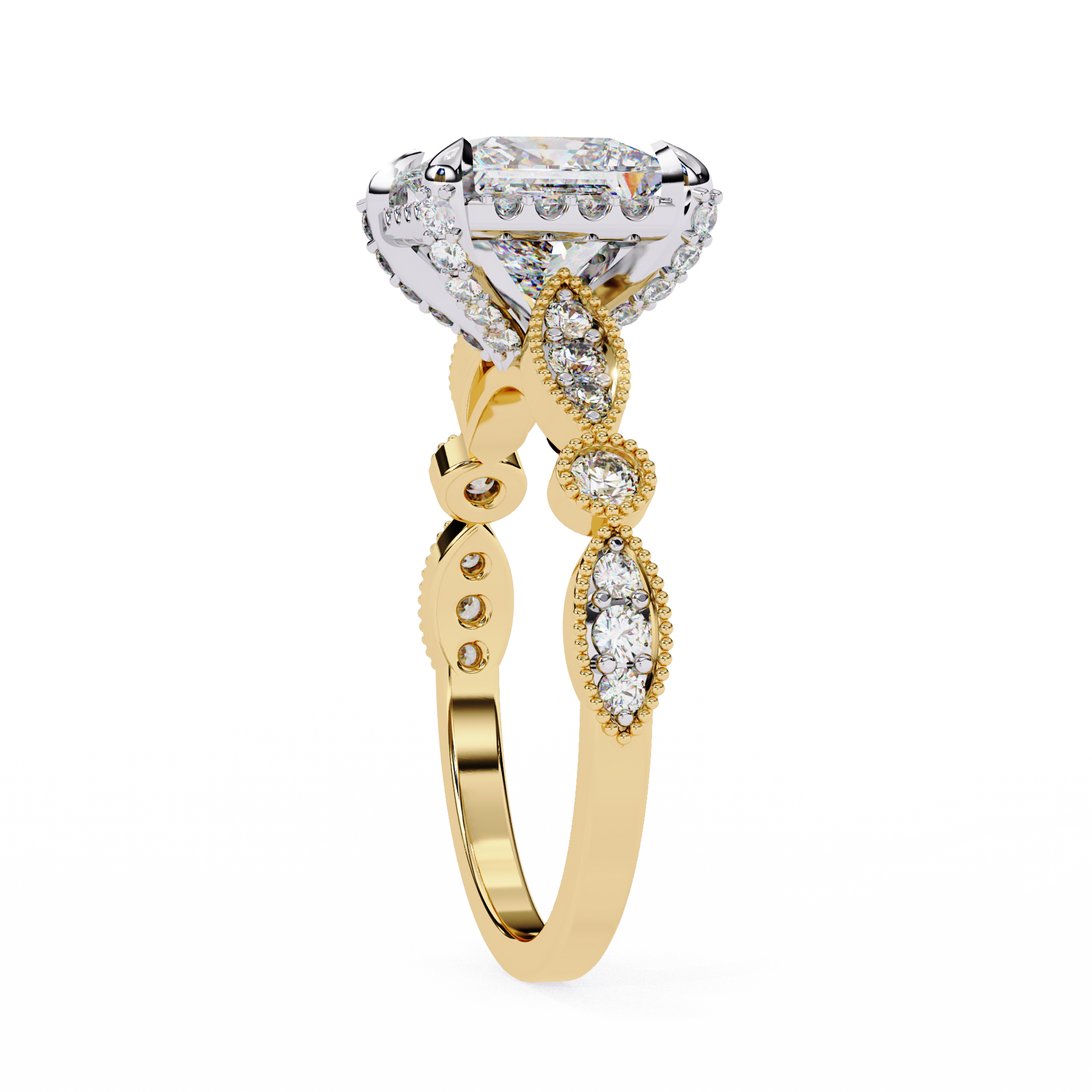 Yellow Gold / Moissanite, Yellow Gold / Lab Grown