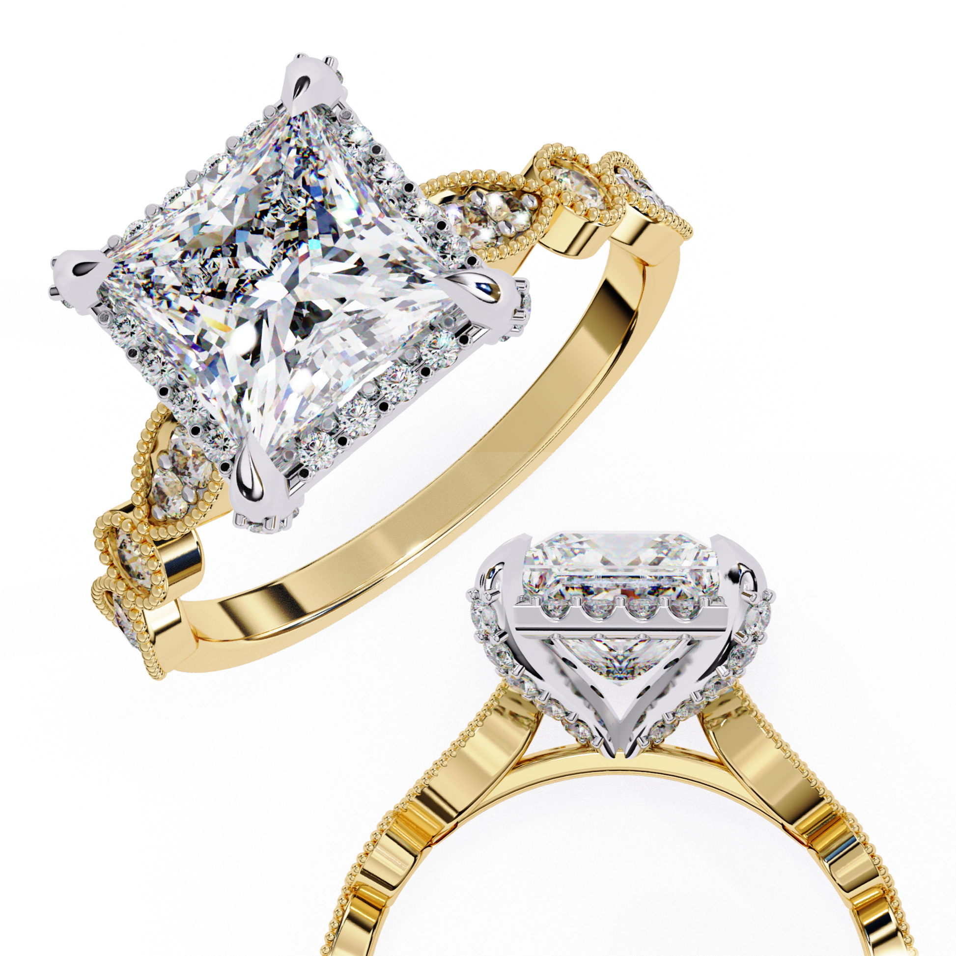 Yellow Gold / Moissanite, Yellow Gold / Lab Grown