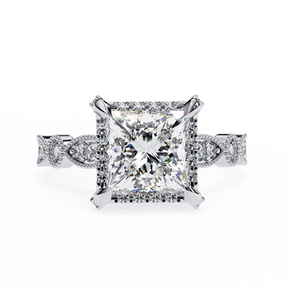 White Gold / Moissanite, White Gold / Lab Grown