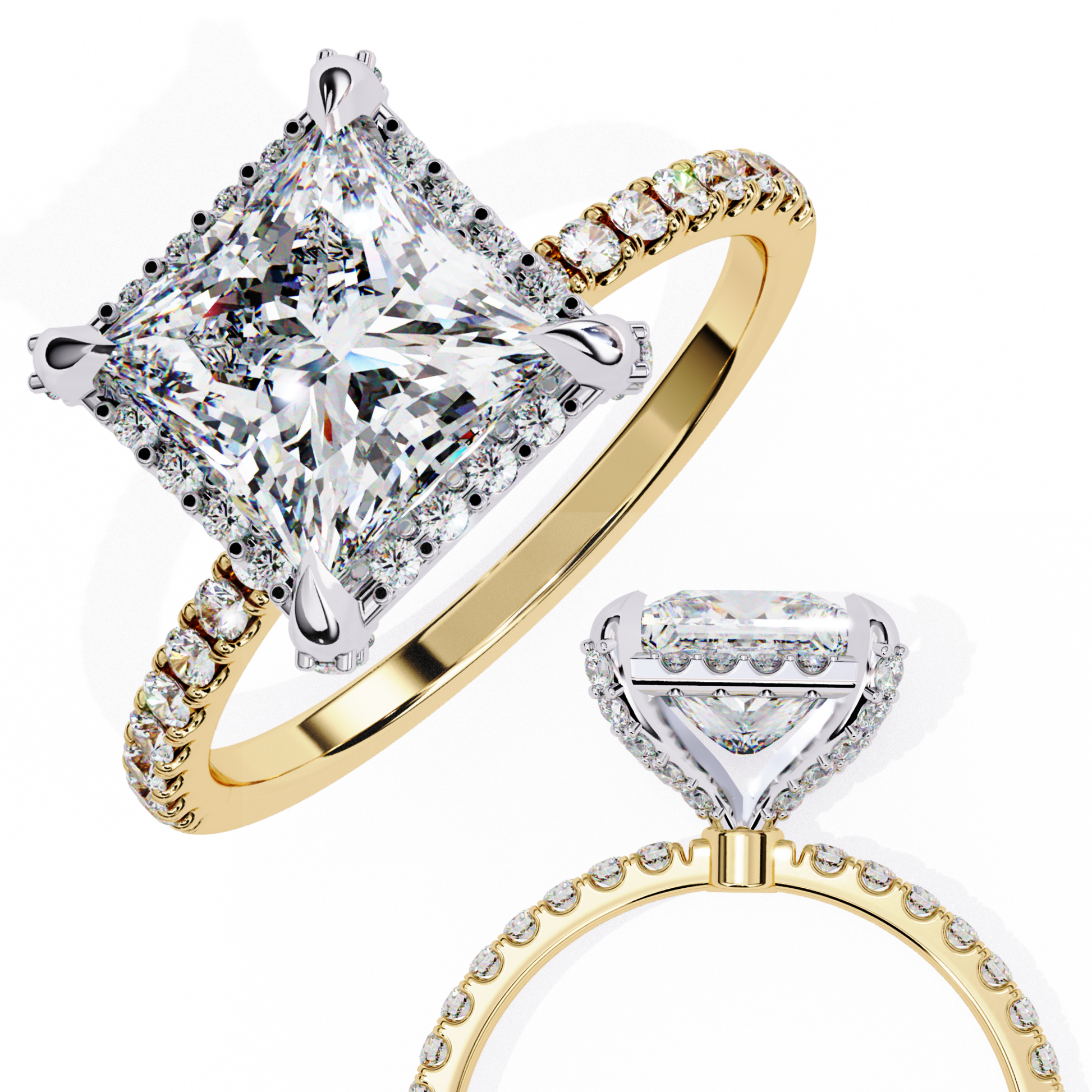 Yellow Gold / Moissanite, Yellow Gold / Lab Grown