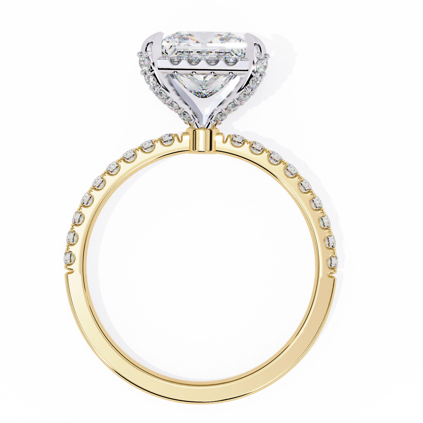 yellow gold / moissanite, yellow gold / lab grown