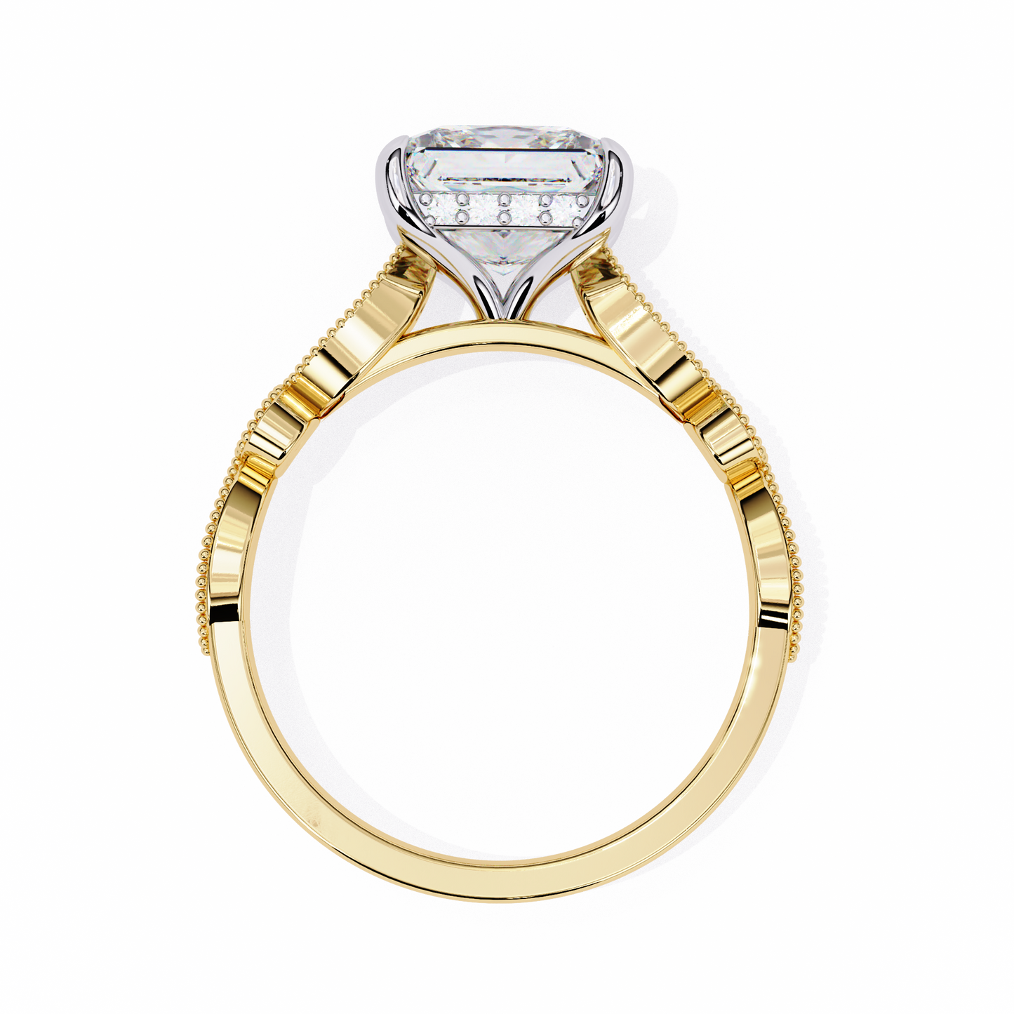 yellow gold / moissanite, yellow gold / lab grown