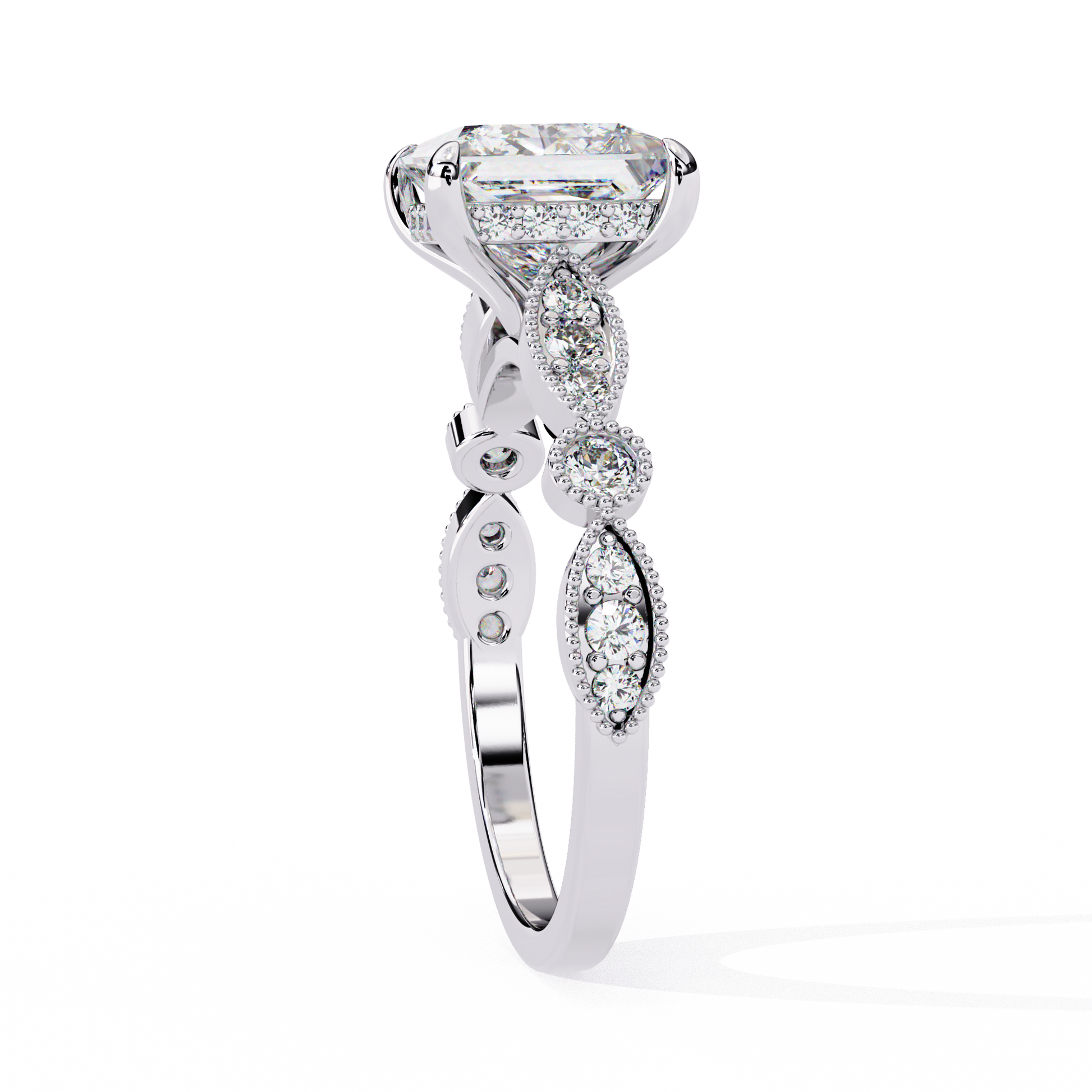 White Gold / Moissanite, White Gold / Lab Grown