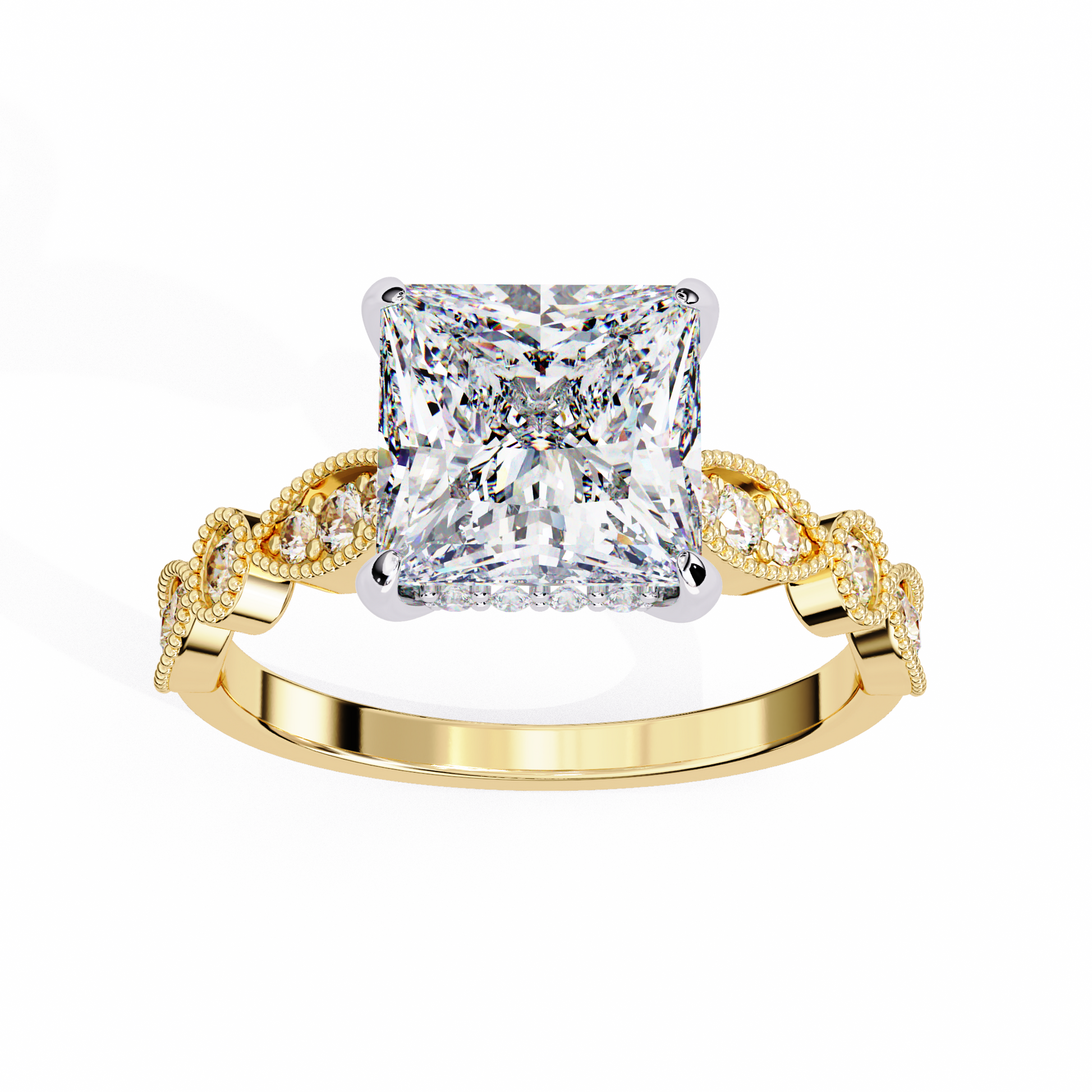 Yellow Gold / Moissanite, Yellow Gold / Lab Grown
