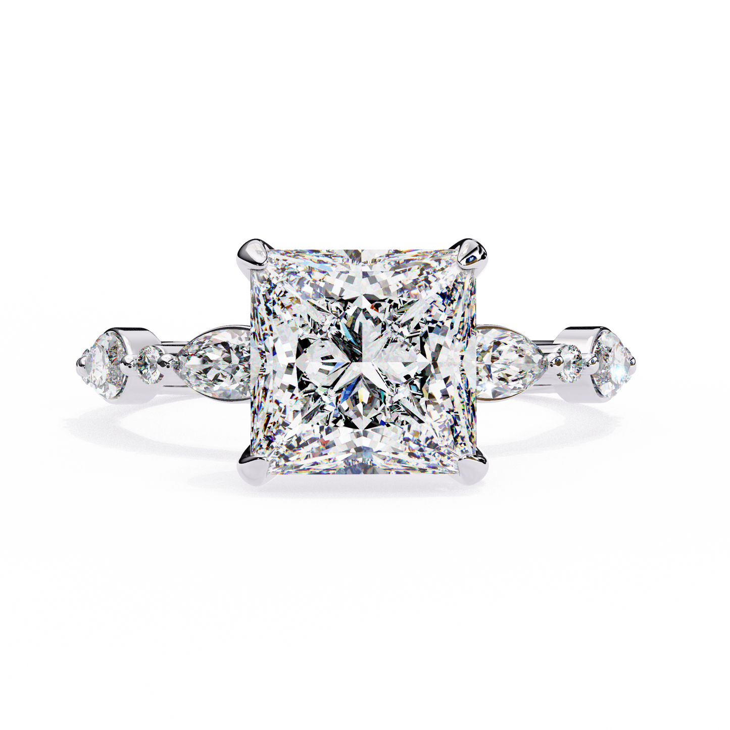 white gold / moissanite, white gold / lab grown